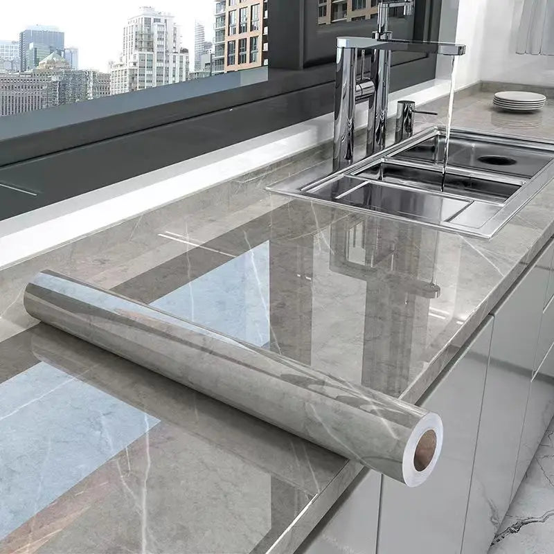 Marble Peel & Stick Wallpaper - Waterproof Oil-Proof Self-Adhesive PVC Film for Kitchen, Countertops & Cabinets