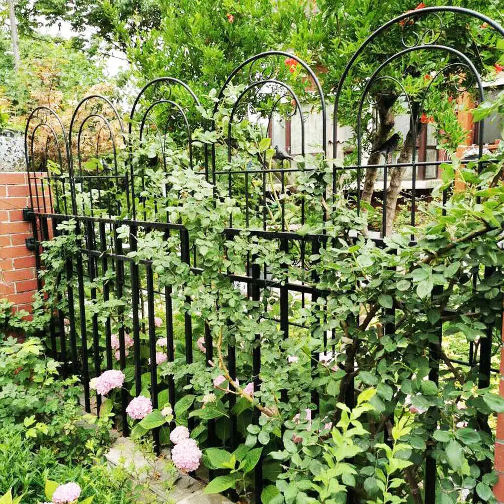 Metal Garden Trellis Fence – 2 Pack, 83" Tall Anti-Rust Wrought Iron Panels for Climbing Plants, Garden Border & Decor