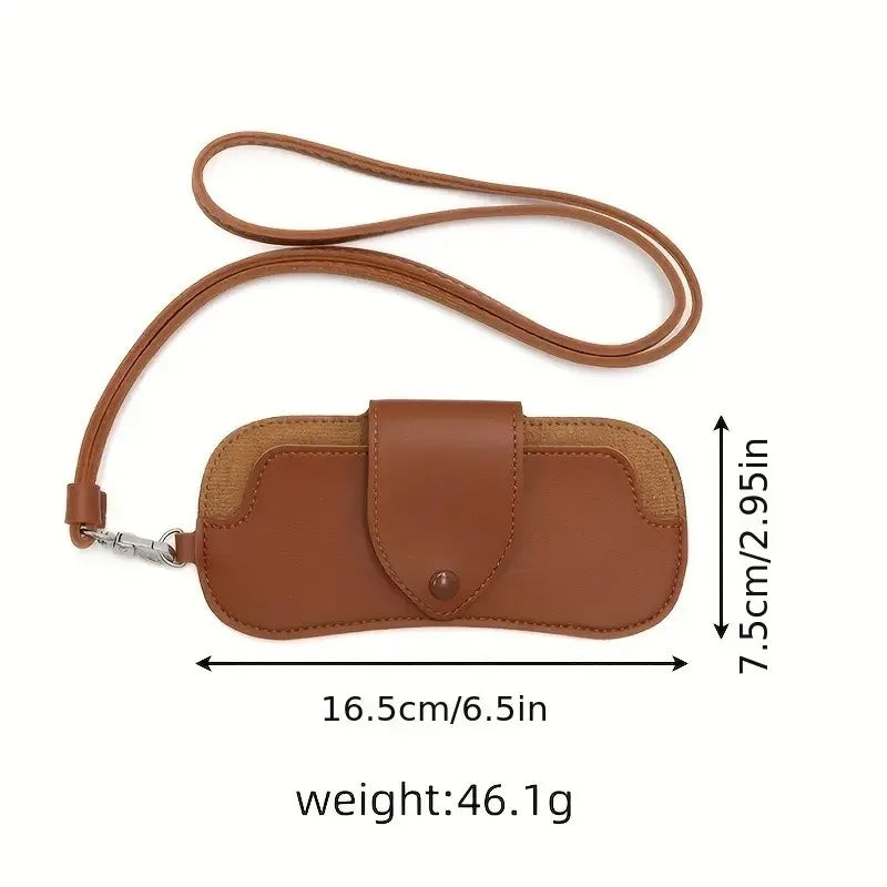 PU Leather Glasses Bag Sunglasses Case Portable Myopia Frame Protector Pouch Hanging Neck Lanyards Reading Eyewear Storage Box