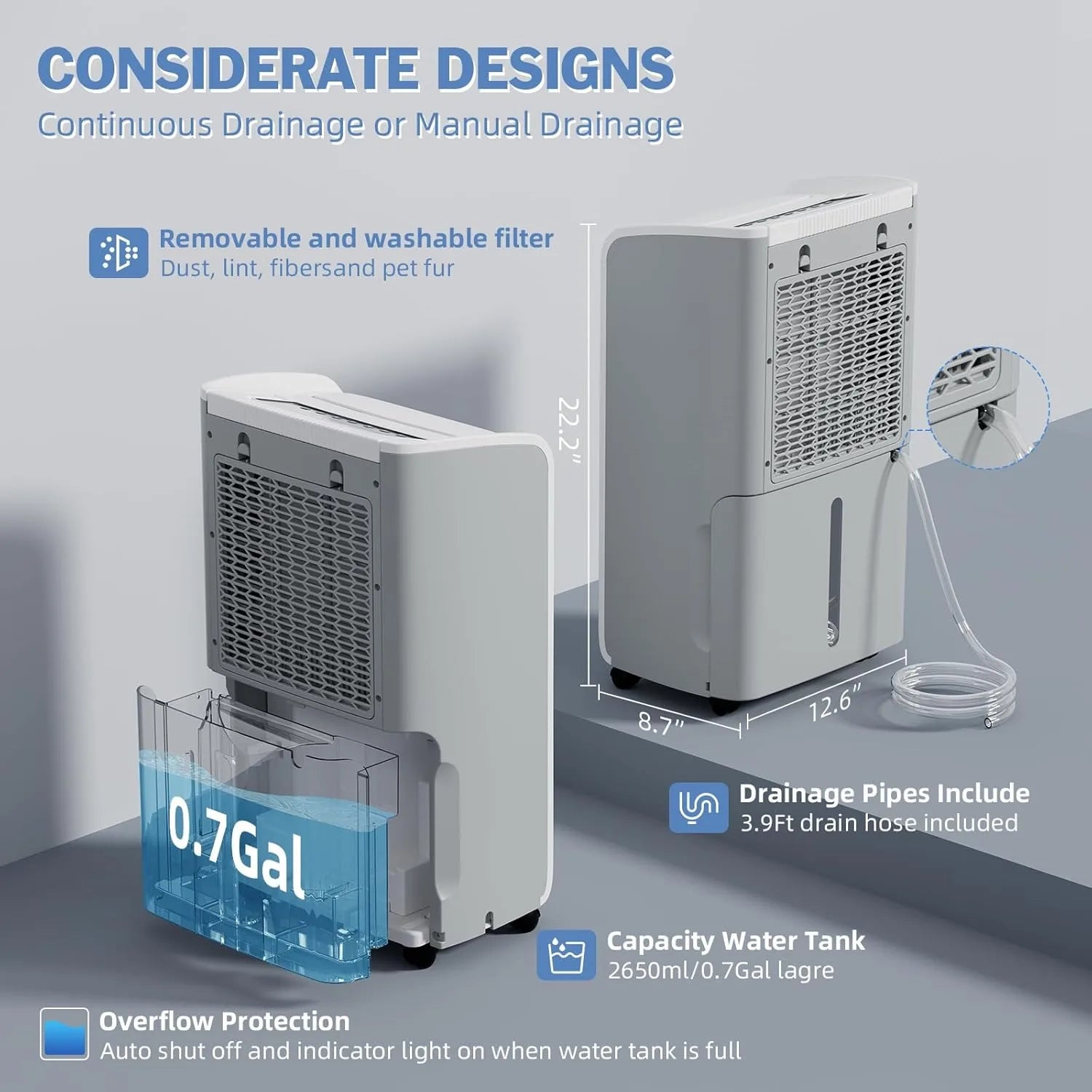 AIRPLUS 70 Pint Dehumidifier for Home Basements Large Room