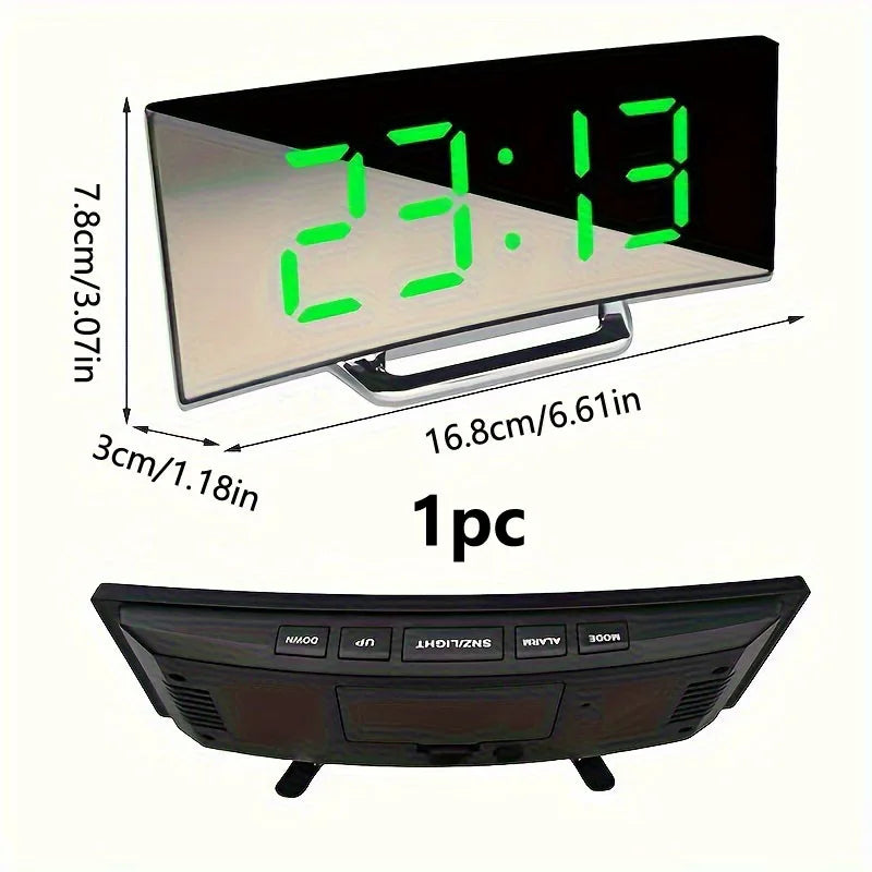 Digital Alarm Clock, Silent Design, Large LED Display Screen, Mirror Electronic Clock, Digital Alarm Clock, LED Mirror Clock