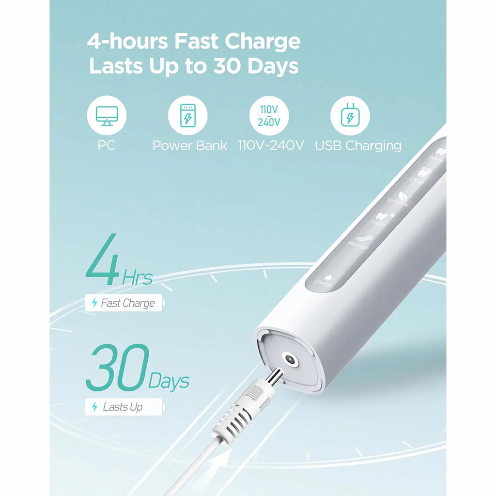 Fairywill Electric Sonic Toothbrush USB Charge FW-507 Rechargeable Waterproof Electronic Tooth Brushes Replacement Heads Adult