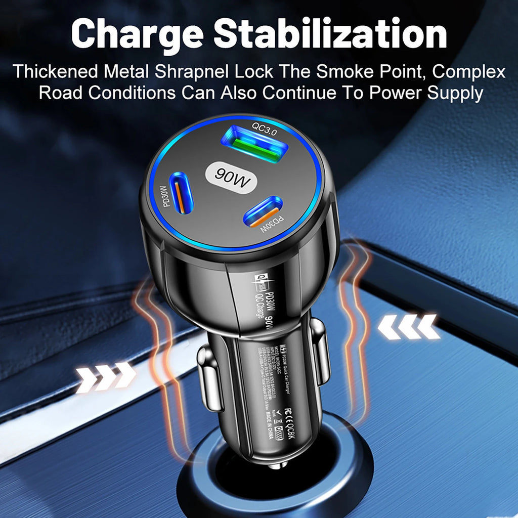 Quick Charge 3 Ports USB Type C Fast Charger USB PD Car Charger 3.0 Car Phone Adapter for IPhone Samsung Phone 13 12 Pro Max