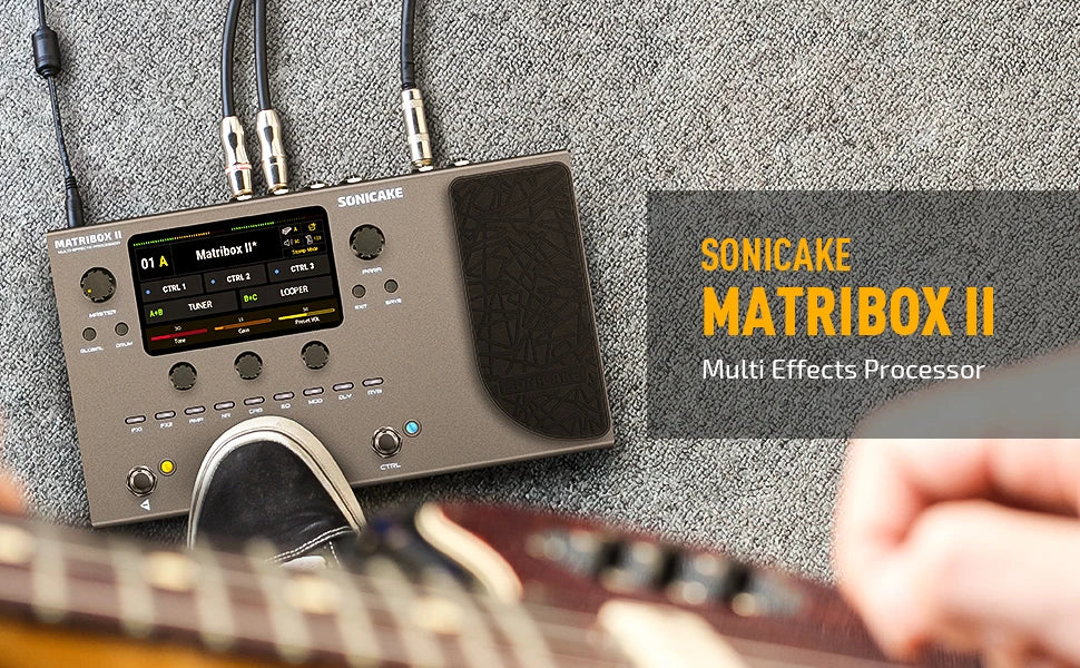 SONICAKE Matribox II Guitar Bass Amp Modeling Multi-Effects Processor with Expression Pedal FX Loop MIDI Stereo USB OTG QME-100