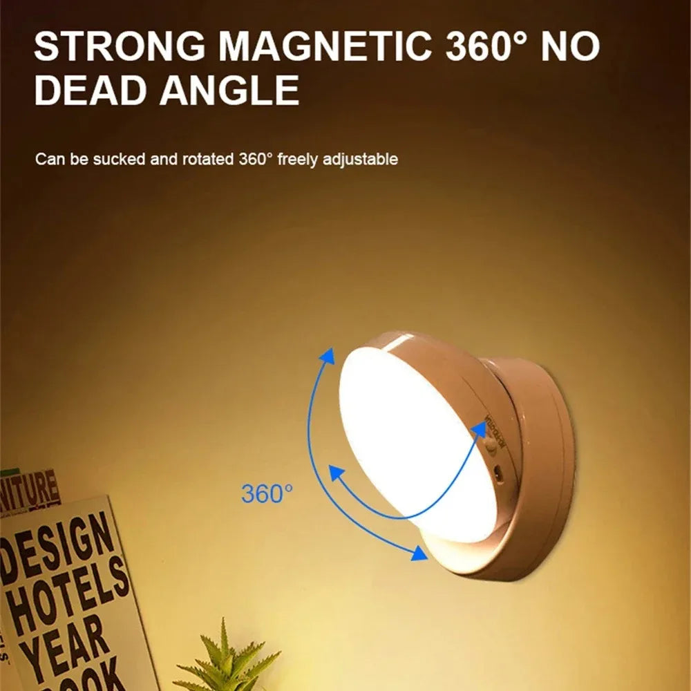 USB Rechargeable Motion Sensor Night Light | 360° Rotating | Warm & Cool White