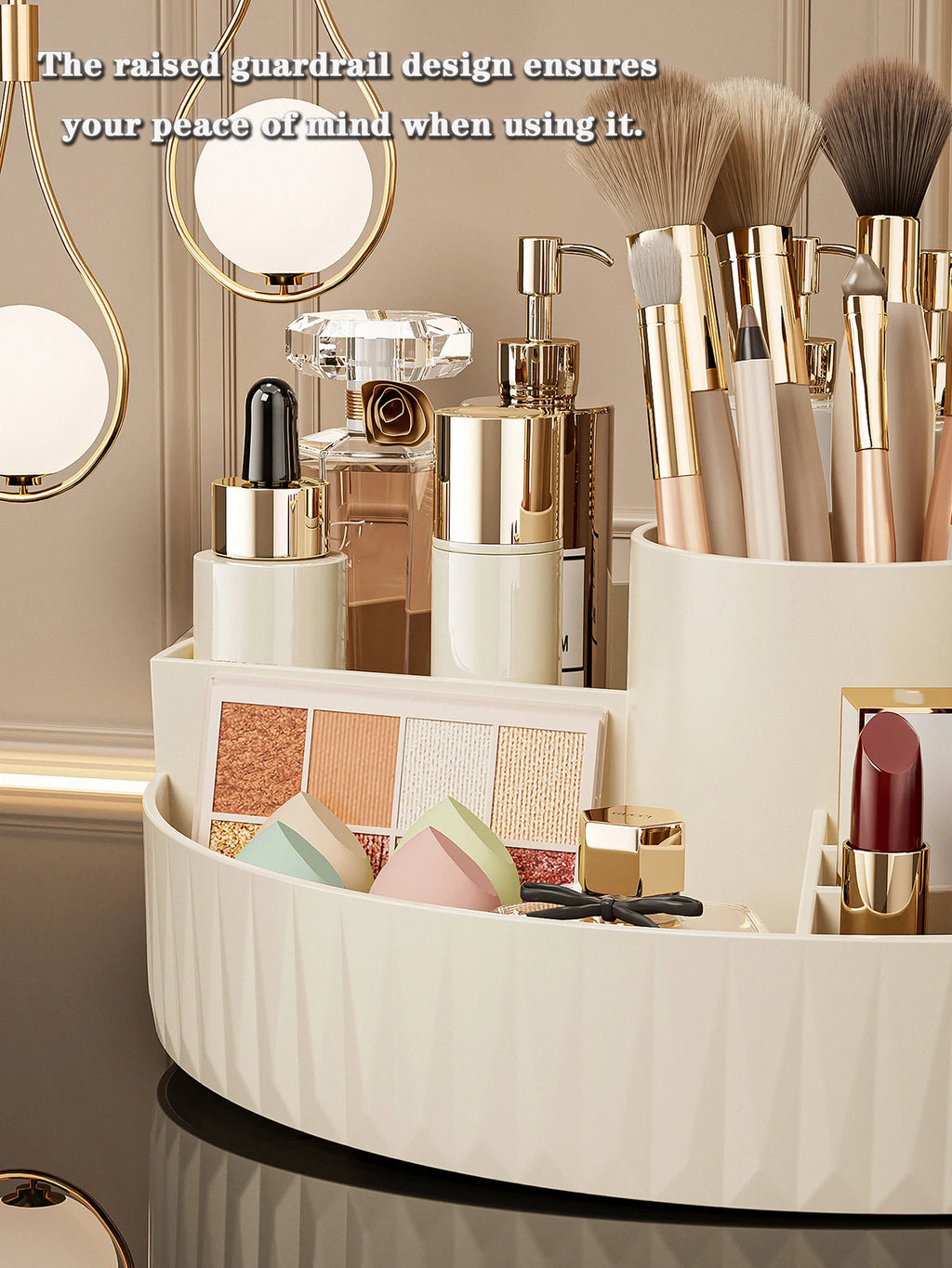 360° Rotating Makeup Organizer — Multi-Compartment Storage for Lipstick, Brushes & Skincare