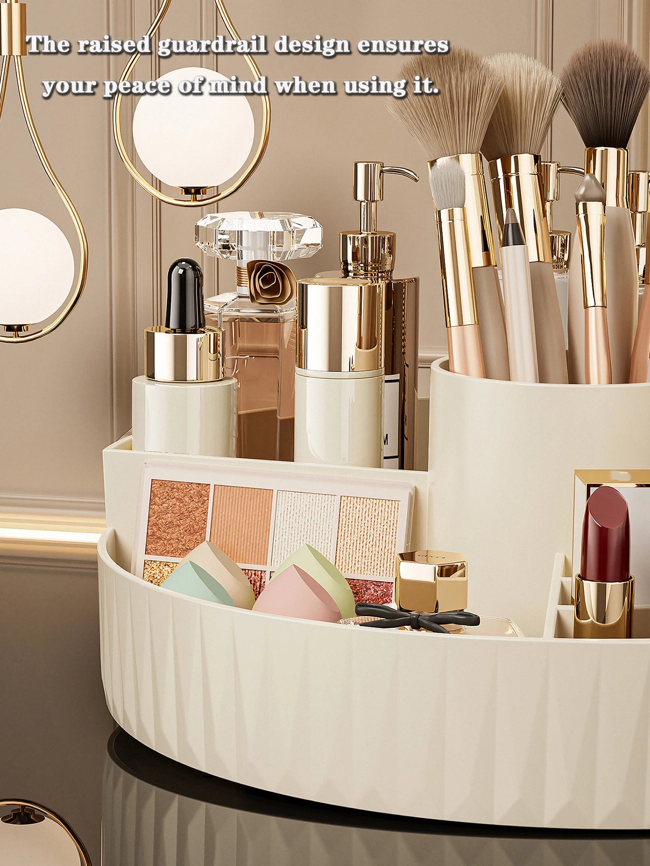 360° Rotating Makeup Organizer — Multi-Compartment Storage for Lipstick, Brushes & Skincare