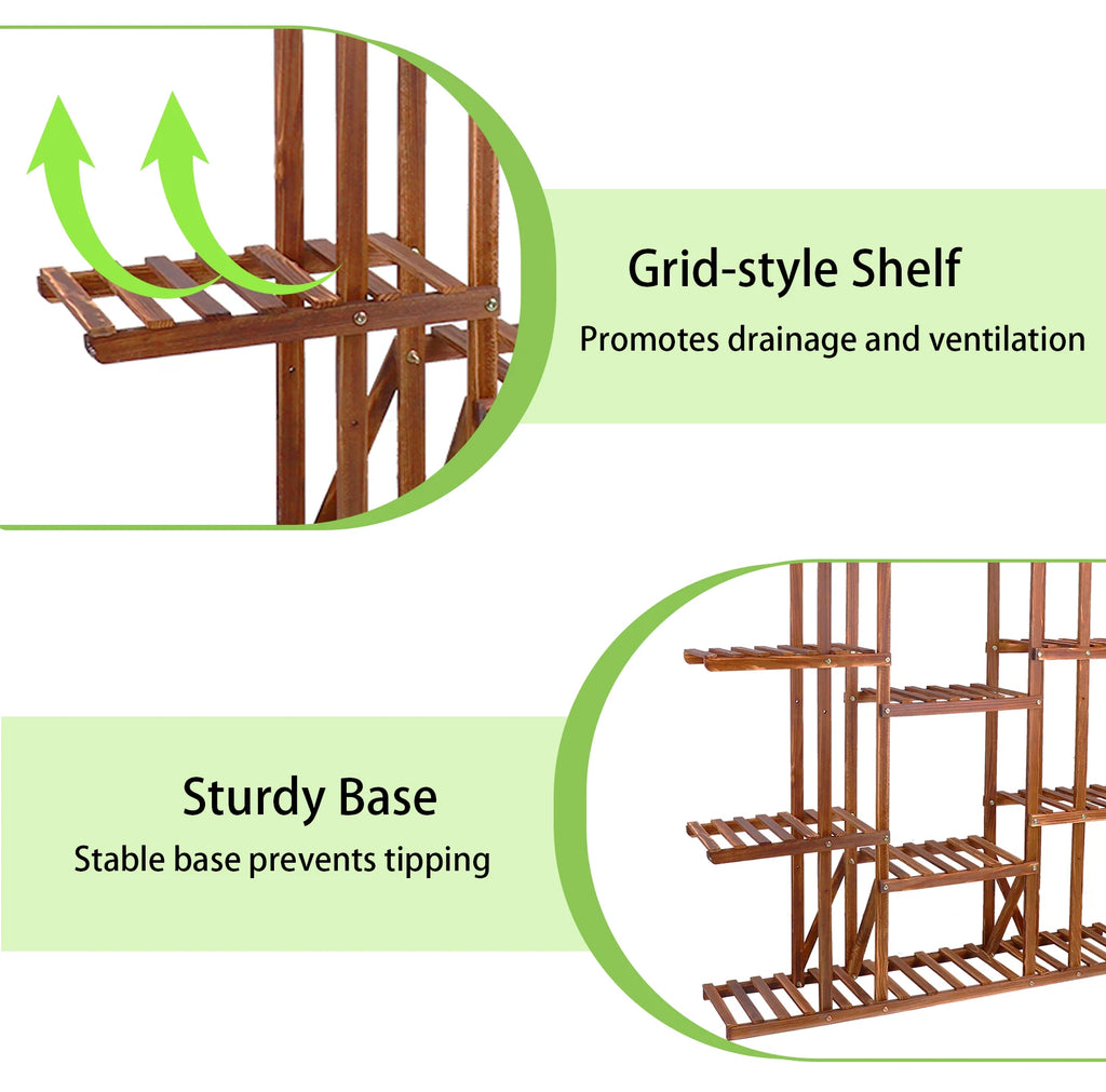 Multi-Tier Wooden Plant Stand — Indoor & Outdoor Flower Pot Display Shelf