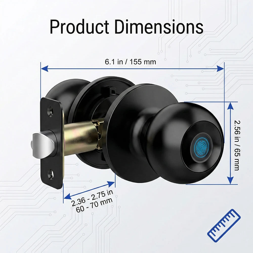 Tuya Smart Fingerprint Door Knob Lock WiFi App Remote Control Keyless Entry Smart Door Lock Temporary Password