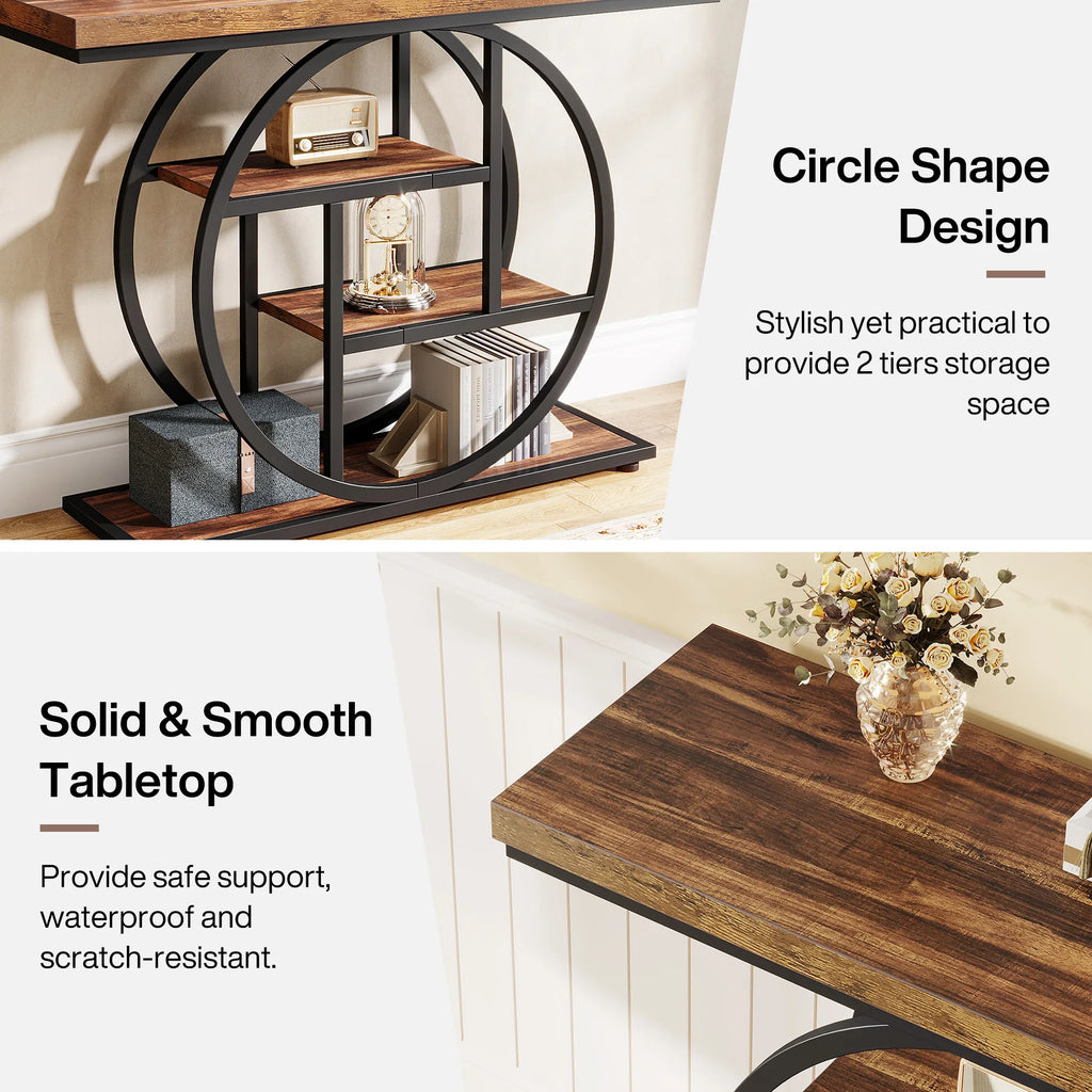 41.3" Industrial Console Table — 4-Tier Entryway Sofa Table for Hallway, Living Room & Foyer