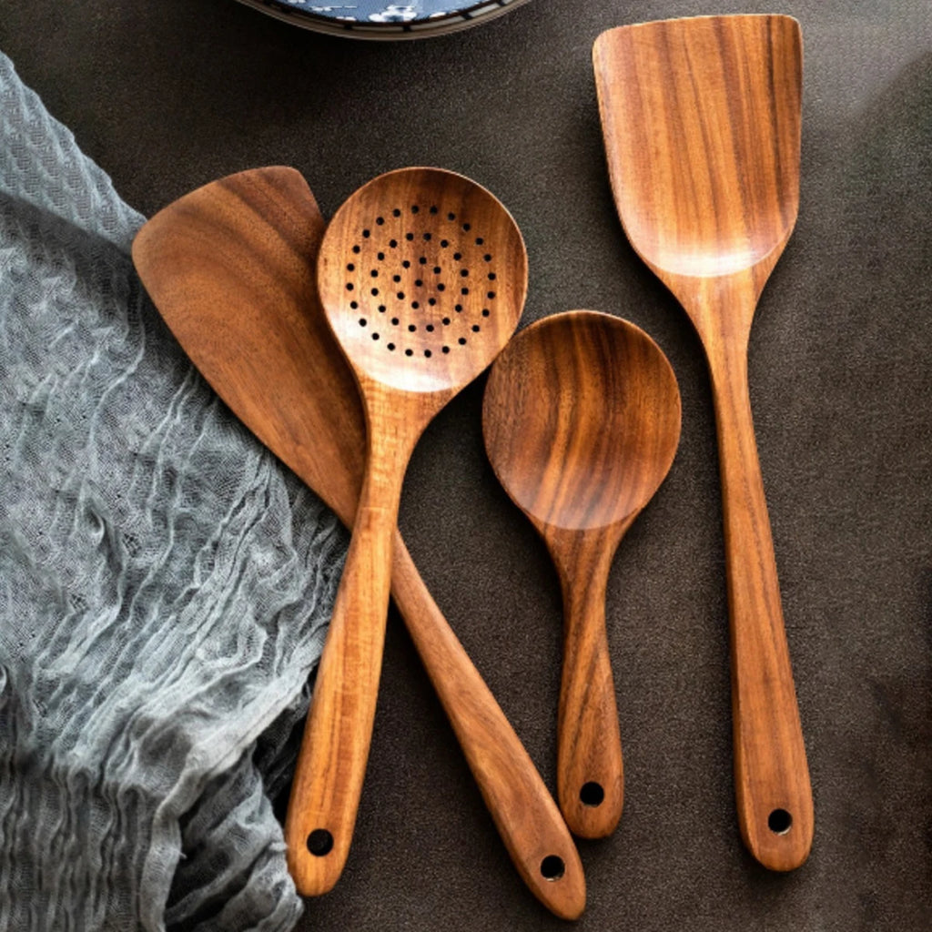 Wood Kitchenware Cooking Set Household Spatula Spoon Set Salad Spoon Fork Stirring Spoon Kitchen Baking Set