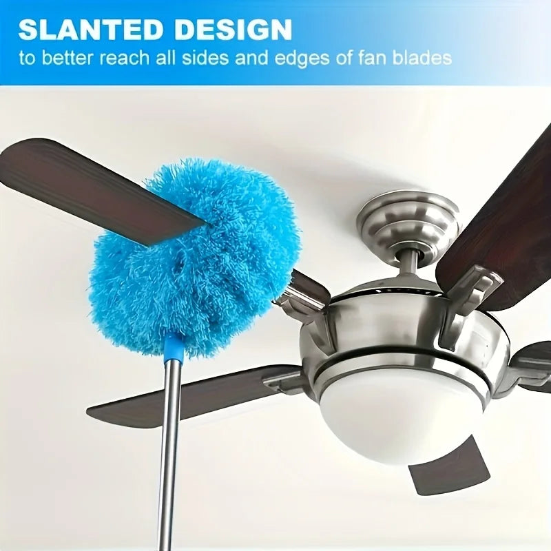 Long Handle Microfiber Ceiling Fan Duster - Reusable, Machine Washable, Easy Clean Brush - Easy to Clean for RV and Home Use