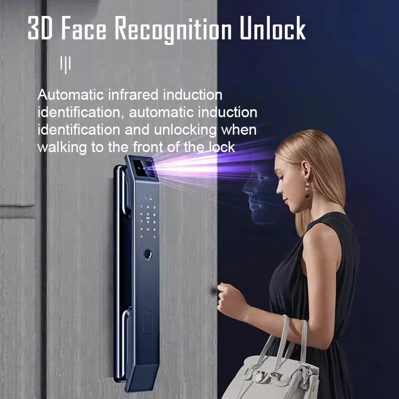 YKESDL D14P Smart Door Lock | 3D Face Recognition, Fingerprint, Camera, WiFi & App Control
