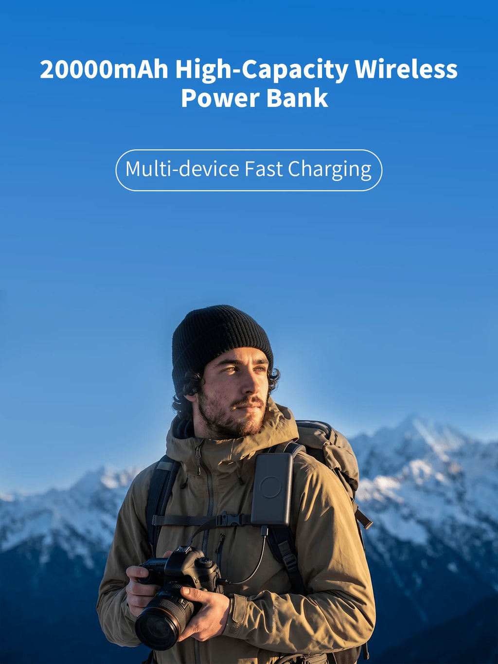 20000mAh Wireless Power Bank 22.5W PD Fast Charging 15W Wireless Charger USB C 5 Ports Portable Charger External Battery Pack for iPhone 16 15 14 Pro Max Samsung Galaxy S25 S24 Ultra iPad Tablet