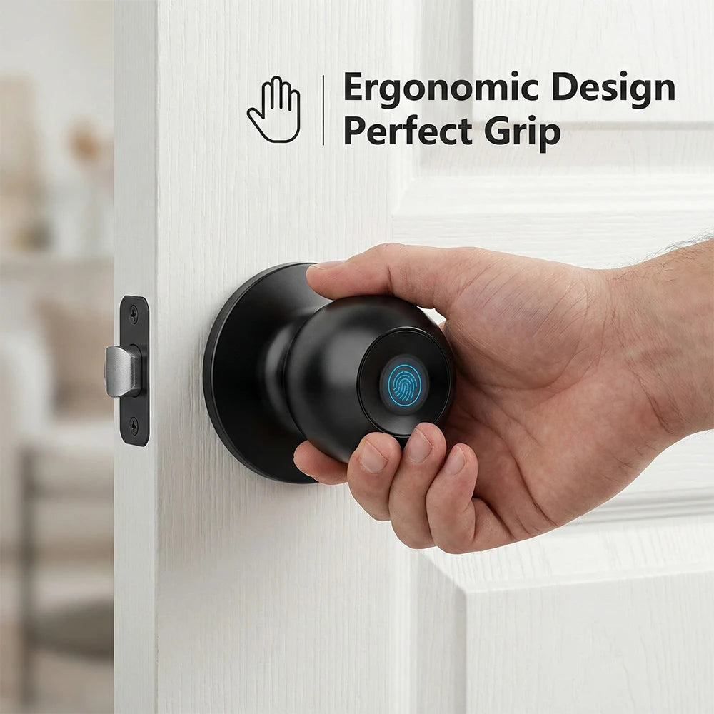 Tuya Smart Fingerprint Door Knob Lock WiFi App Remote Control Keyless Entry Smart Door Lock Temporary Password