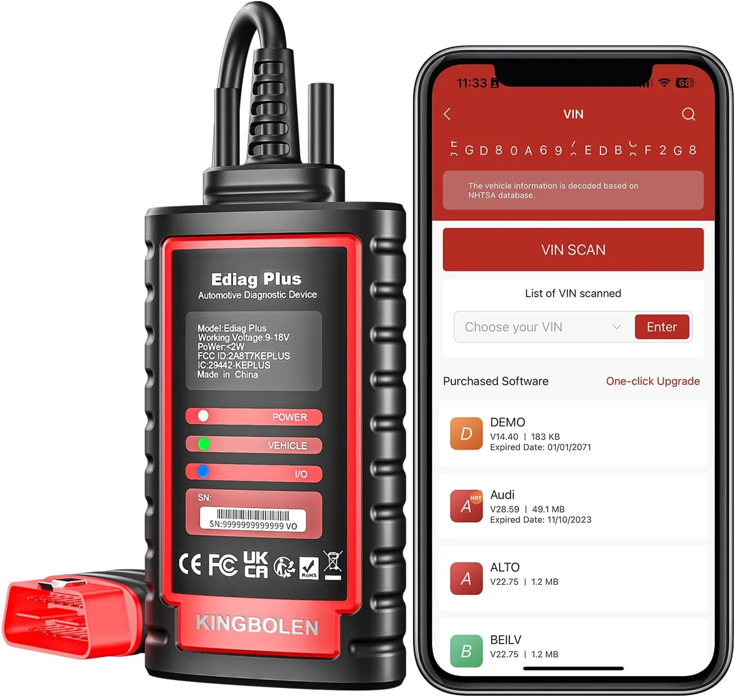 KINGBOLEN Ediag Plus Thinkdiag 2 OBD2 Scanner Support CAN FD 16 Reset Bidirectional Control ECU Coding OBD2 Diagnostic Scanner