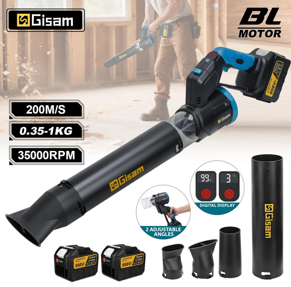 Gisam Brushless Electric Turbo Blowers Fan 35000RPM Air Blower Handheld Leaf Blower Dust Blowing for Makita 18V Battery Pins