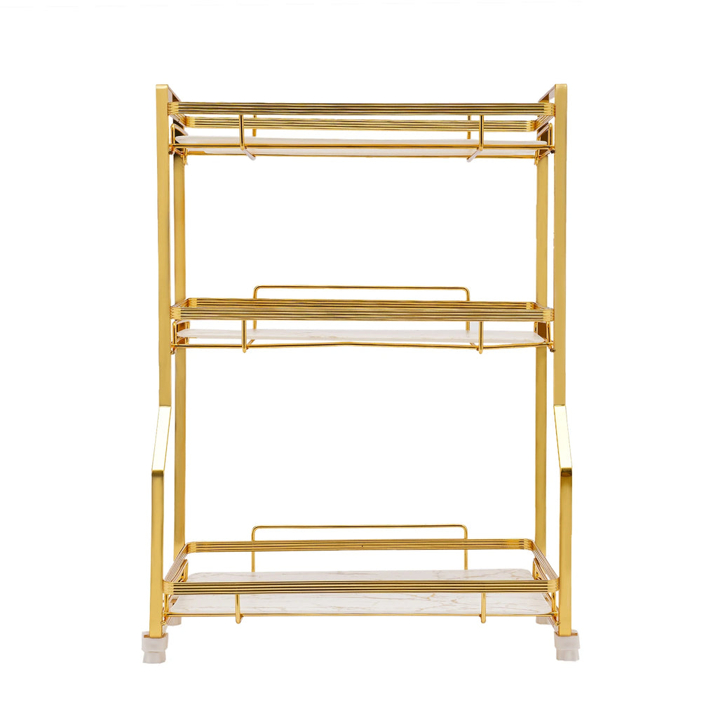 3-Tier Bathroom Countertop Organizer 22.05LBS/ Tier Gold Storage Shelf for Toiletries Cosmetics