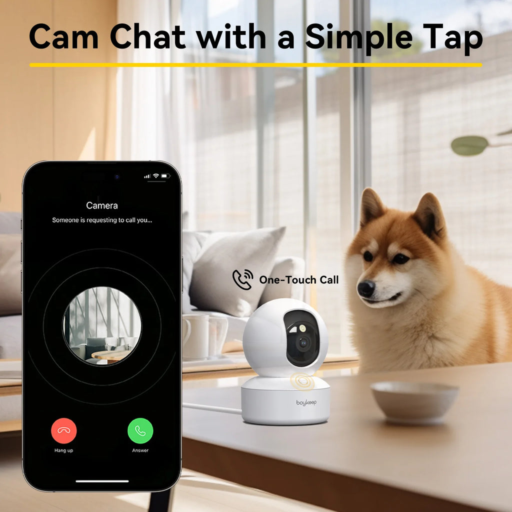 BoyKeep 2K Smart WiFi Security Camera Dual Band 5G/2.4GHz Indoor Surveillance Camera, 360° PTZ, IR Night Vision, Two-Way Audio
