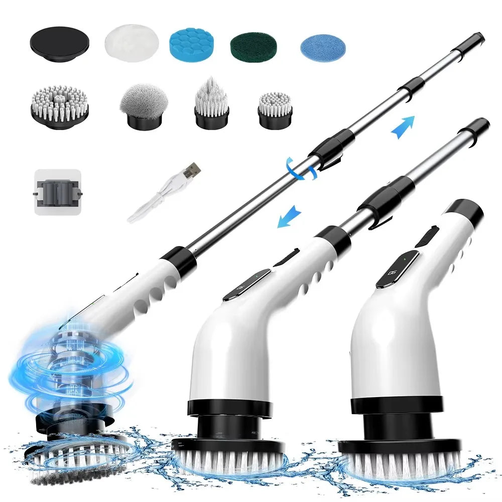 AEHOME 9-in-1 Electric Spin Scrubber – Cordless Rechargeable Cleaning Brush with 9 Heads for Bathroom, Kitchen & Tile