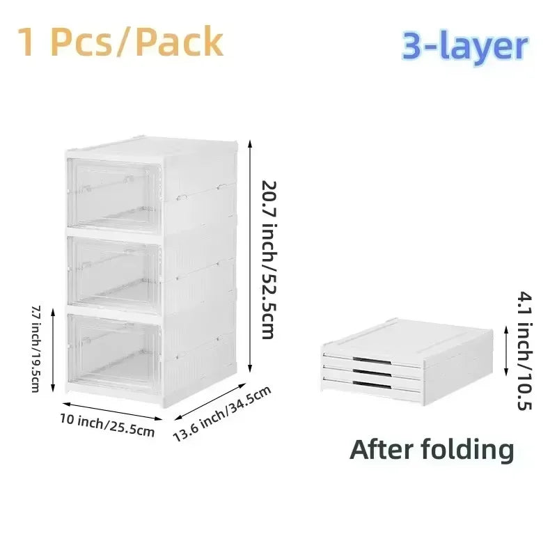Foldable Clear Shoe Storage Box – Stackable 1–6 Layer Dustproof Organiser for Closet, Dorm & Apartment