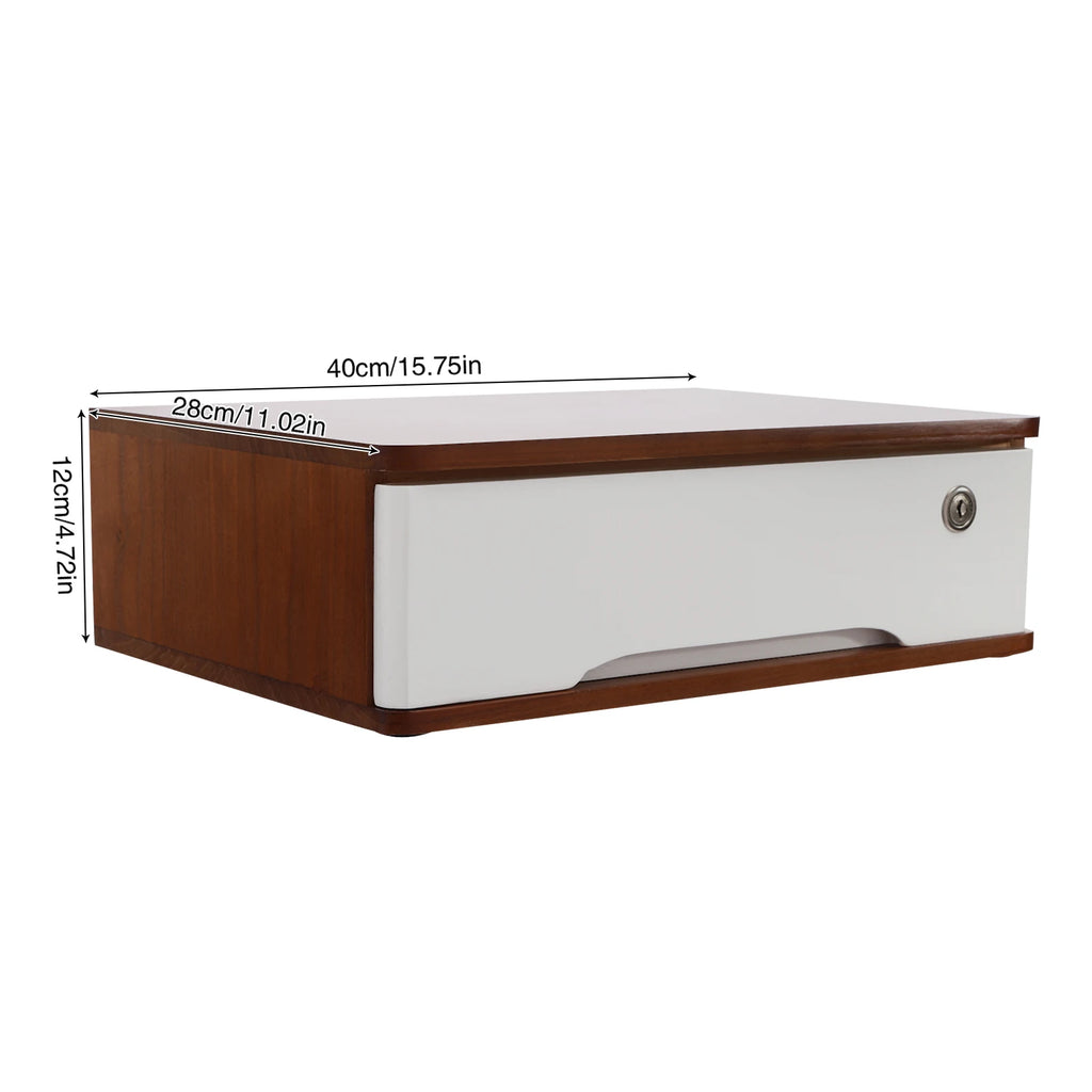 1/2/3 Tier Desktop Storage Box, Wooden Drawer Organizer with Lockable Drawers, No Assembly Required