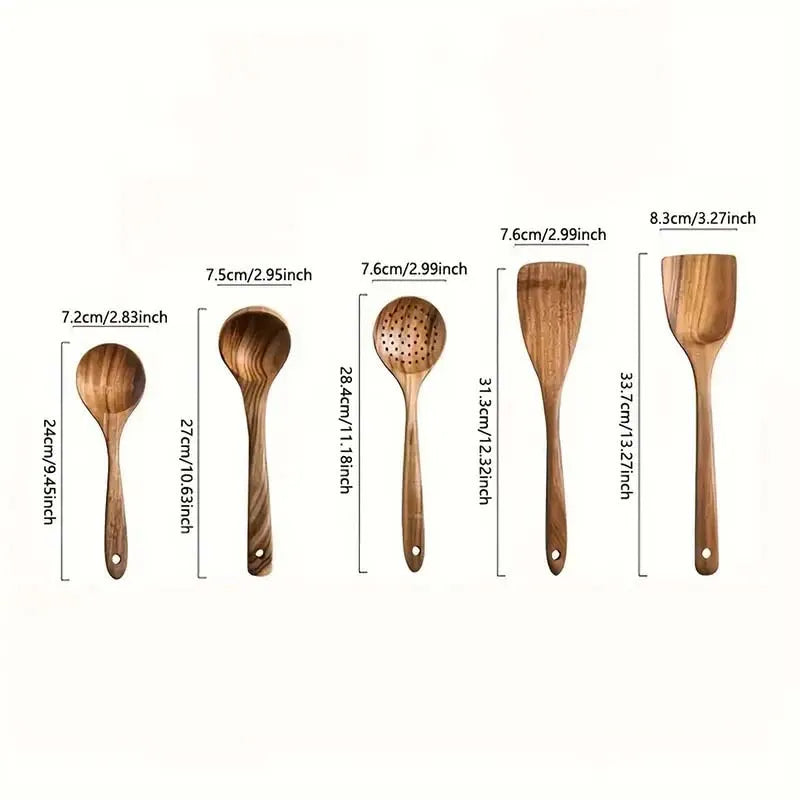 Wood Kitchenware Cooking Set Household Spatula Spoon Set Salad Spoon Fork Stirring Spoon Kitchen Baking Set