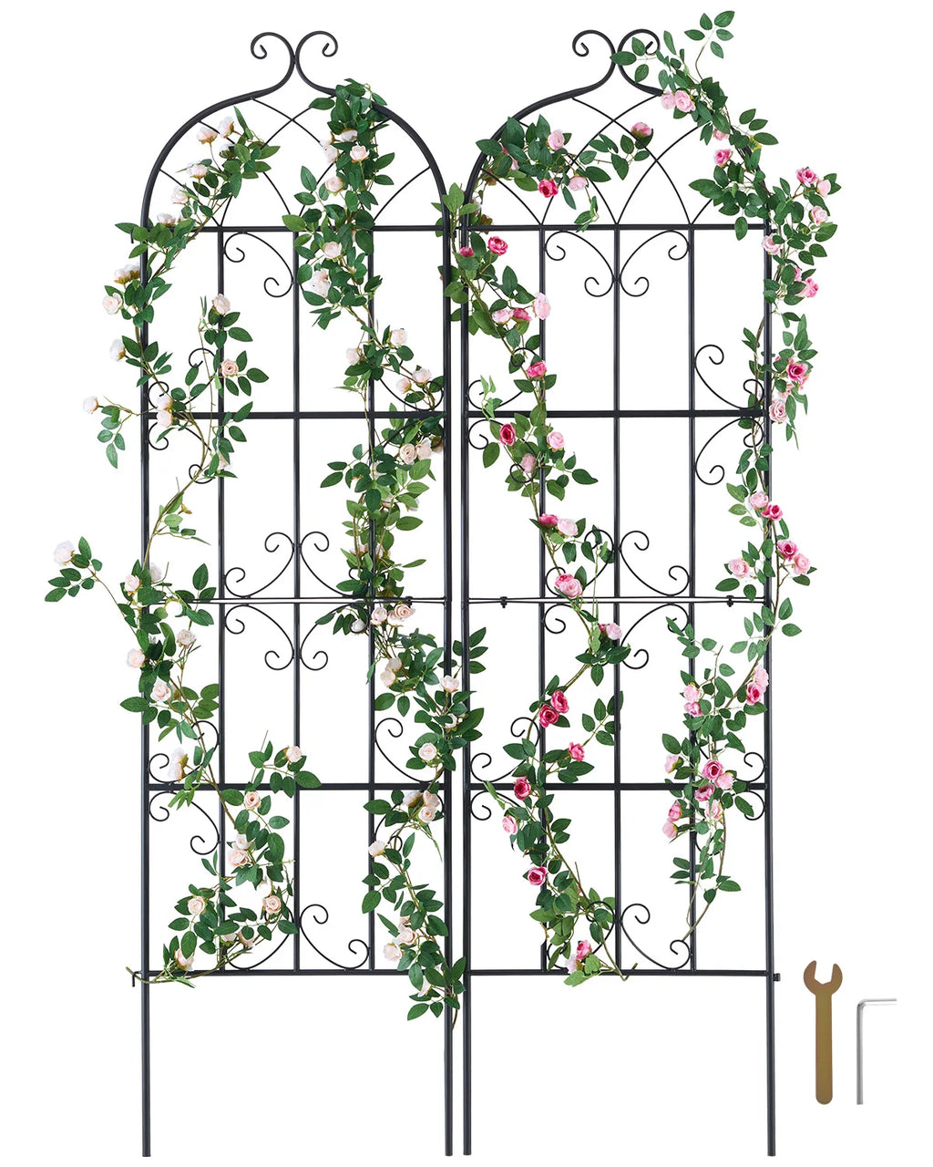SucceBuy Garden Trellis for Climbing Plants – 2 Pack, 71x20" Rustproof Metal Trellis for Roses, Clematis & Vegetables
