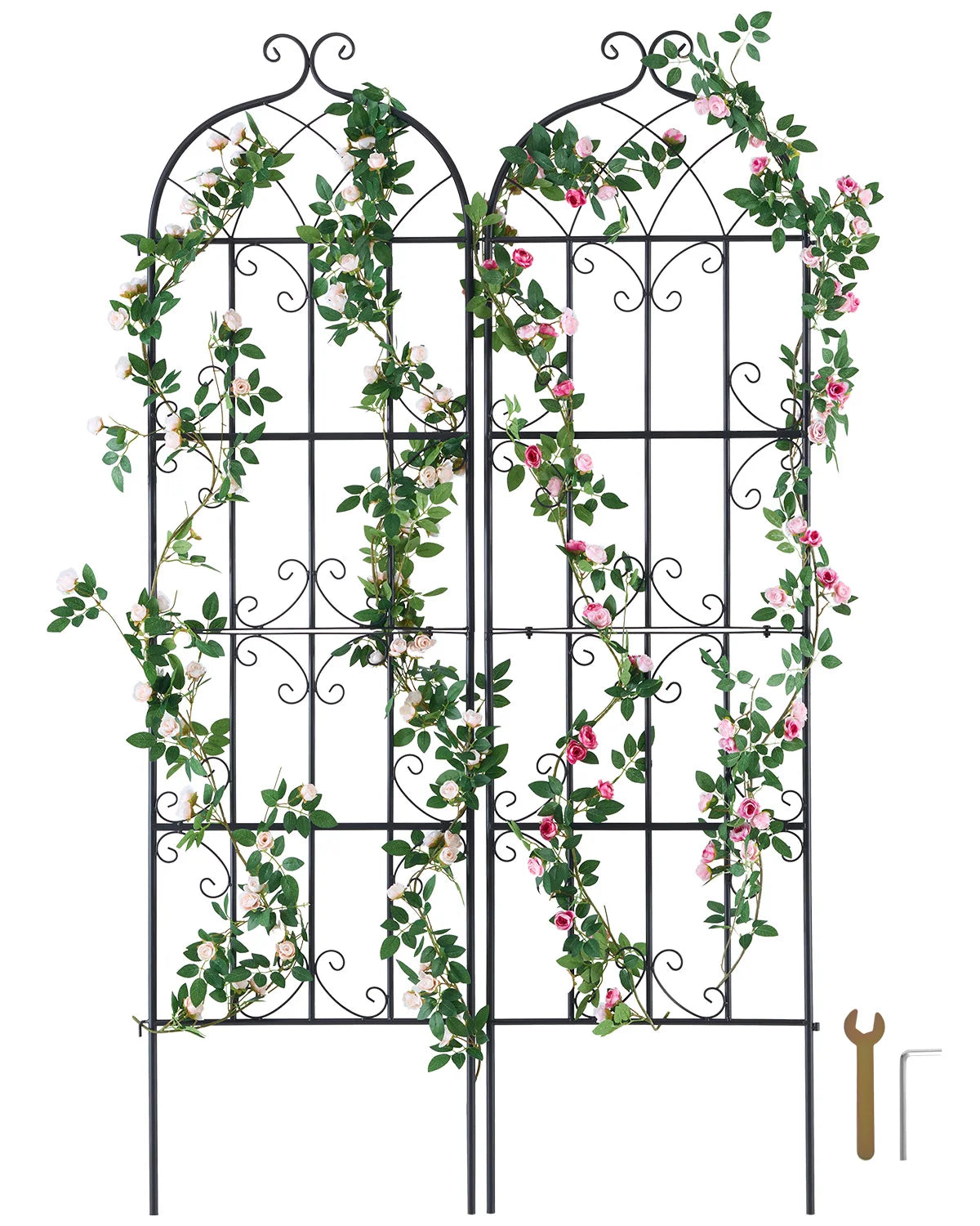 SucceBuy Garden Trellis for Climbing Plants – 2 Pack, 71x20" Rustproof Metal Trellis for Roses, Clematis & Vegetables