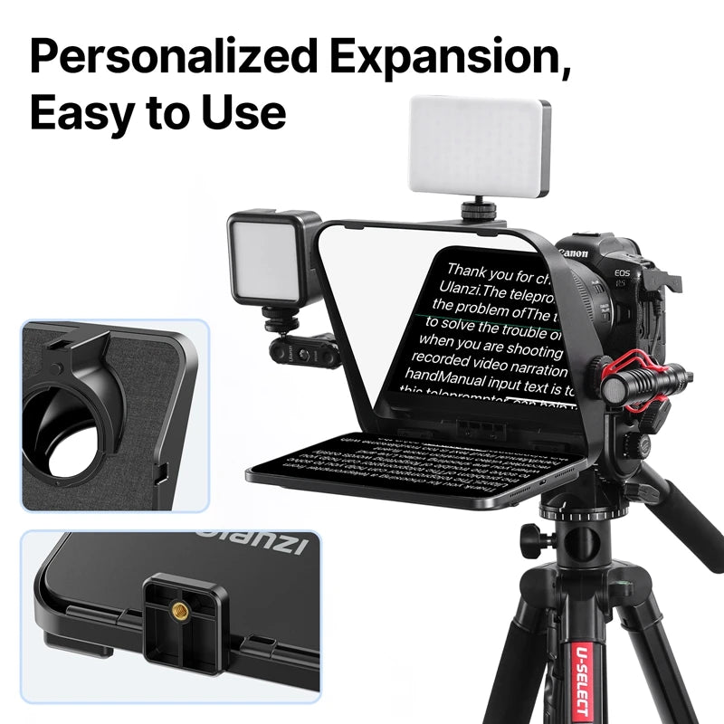Ulanzi RT02 Portable Teleprompter – Mini Collapsible Prompter for DSLR, Phone & Tablet | Live Streaming & Video Recording