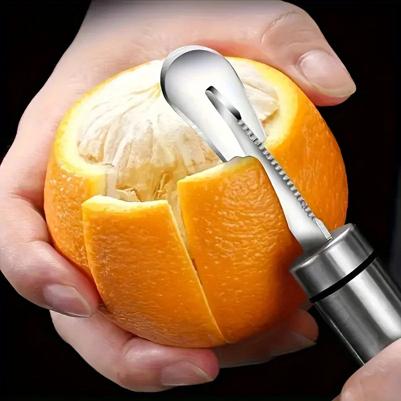 Stainless Steel Citrus & Orange Peeler with Handle - Kitchen Fruit Peeling Tool