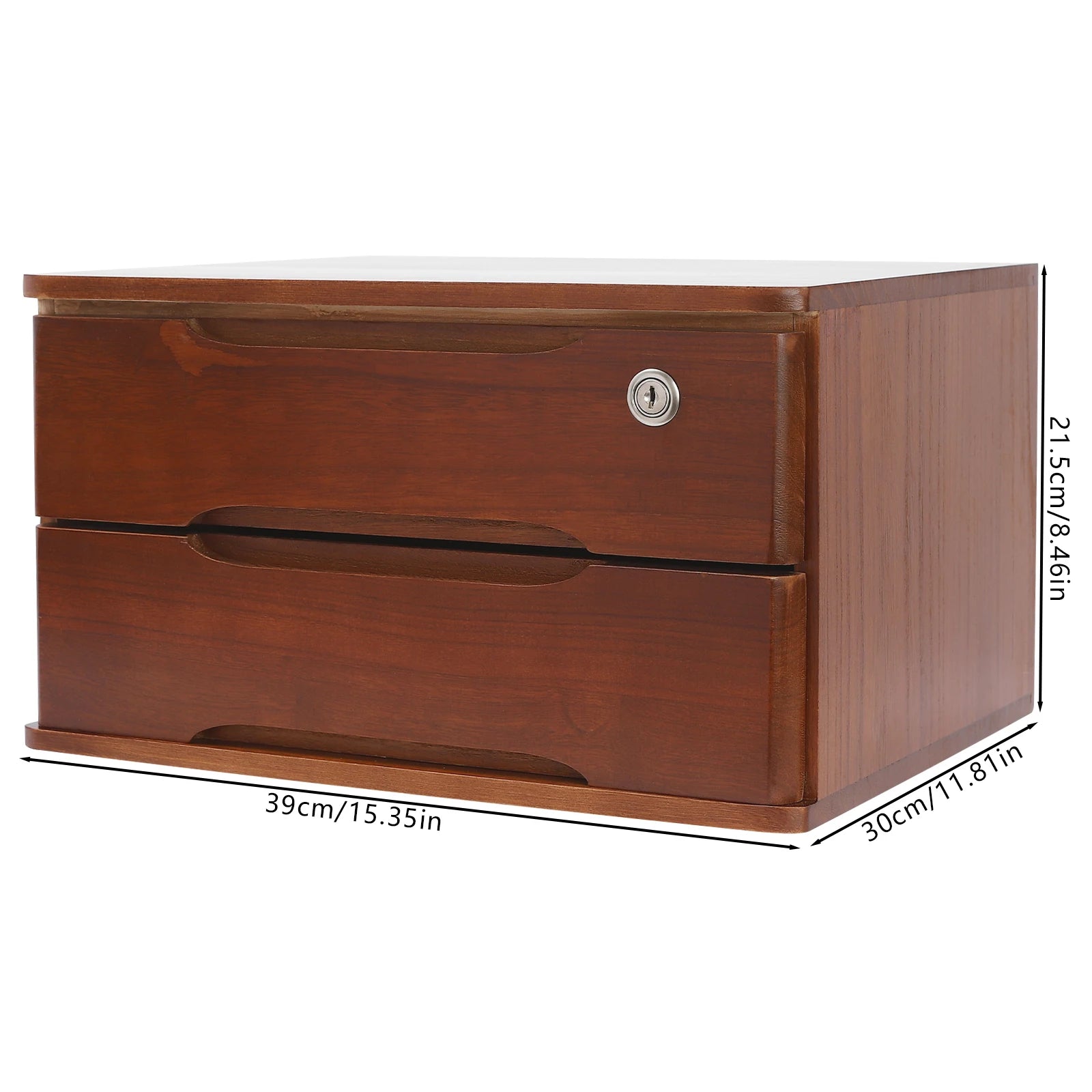 1/2/3 Tier Desktop Storage Box, Wooden Drawer Organizer with Lockable Drawers, No Assembly Required