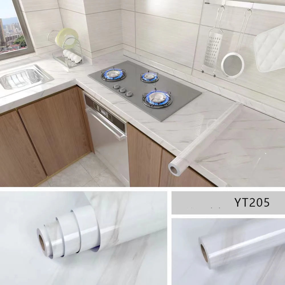 Marble Peel & Stick Wallpaper - Waterproof Oil-Proof Self-Adhesive PVC Film for Kitchen, Countertops & Cabinets
