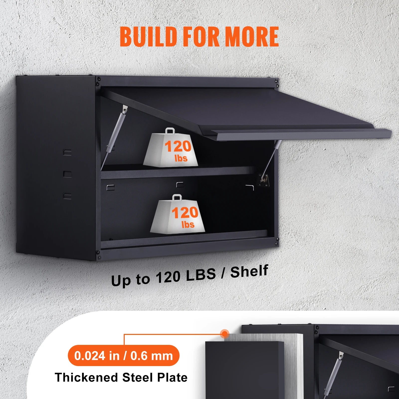 SucceBuy 120lbs per Shelf Metal Storage Cabinet 20'' Tall Wall-Mounted Steel Garage Cabinet with Adjustable Shelf