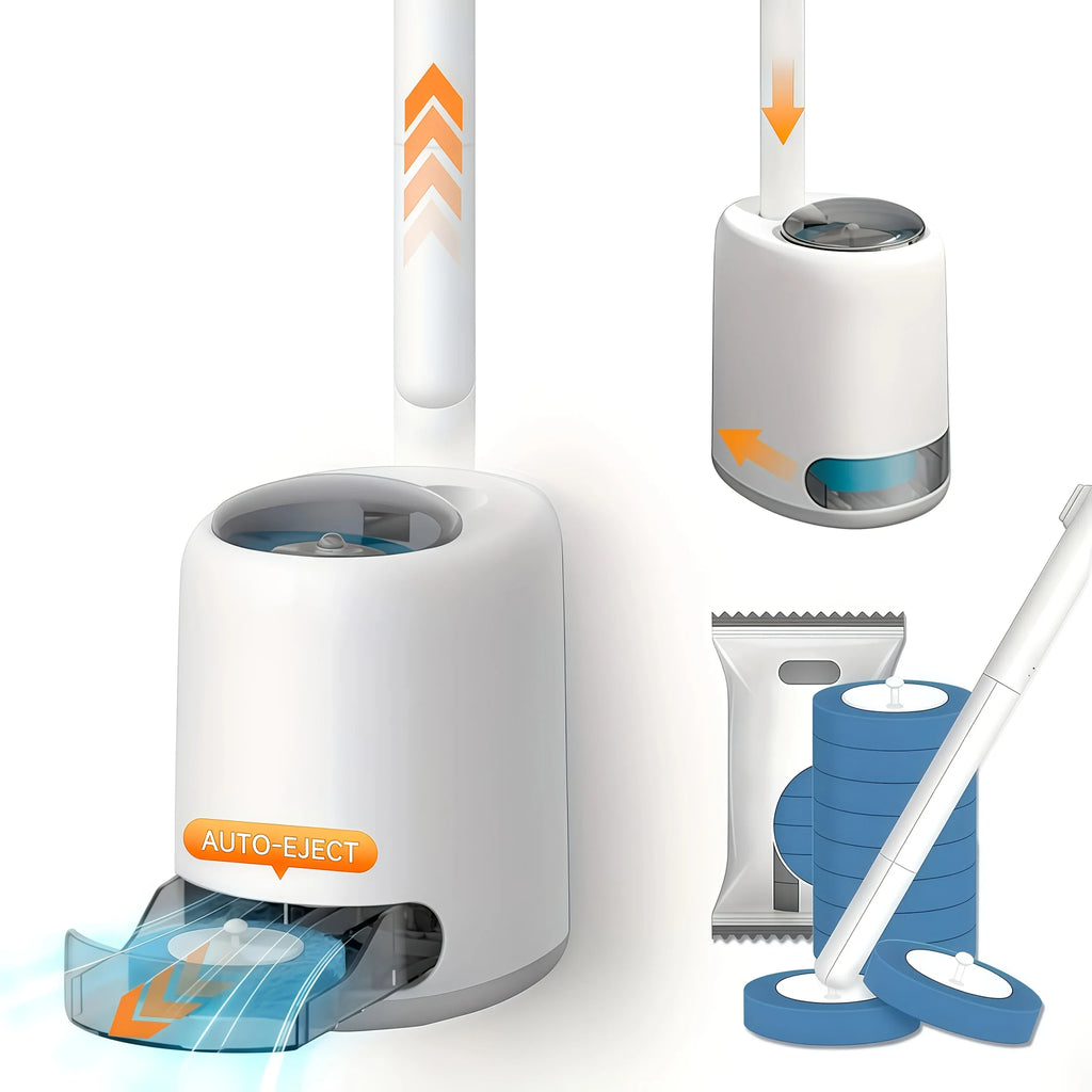 Wall Hanging Disposable Toilet Brush with 8 Refill Heads