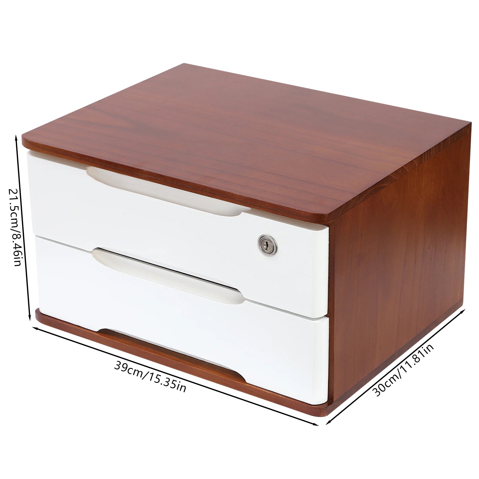 1/2/3 Tier Desktop Storage Box, Wooden Drawer Organizer with Lockable Drawers, No Assembly Required
