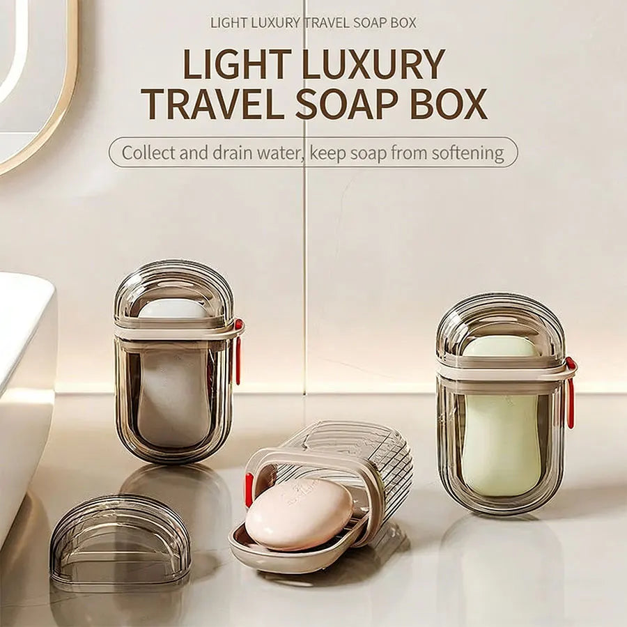Portable Travel Soap Box with Lid, Portable Sealed Drain Soap Container, Suitable for Travel and Outdoor Leisure.