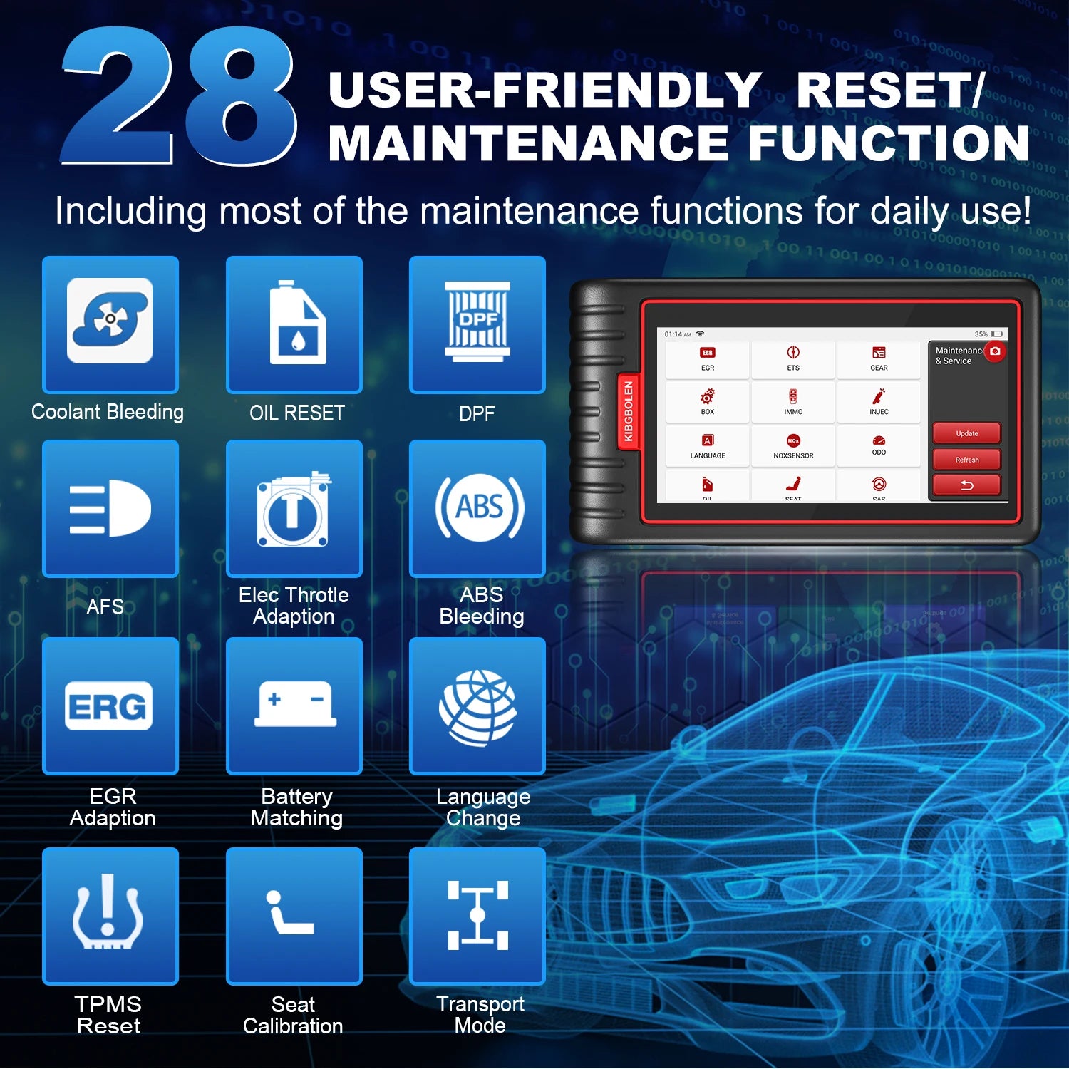 Kingbolen S6 OBD2 Scanner Bluetooth All System lifetime Free Update CAN FD Diagnostic Tool 28+ Resets SAS/BMS/TPMS Scan Tool