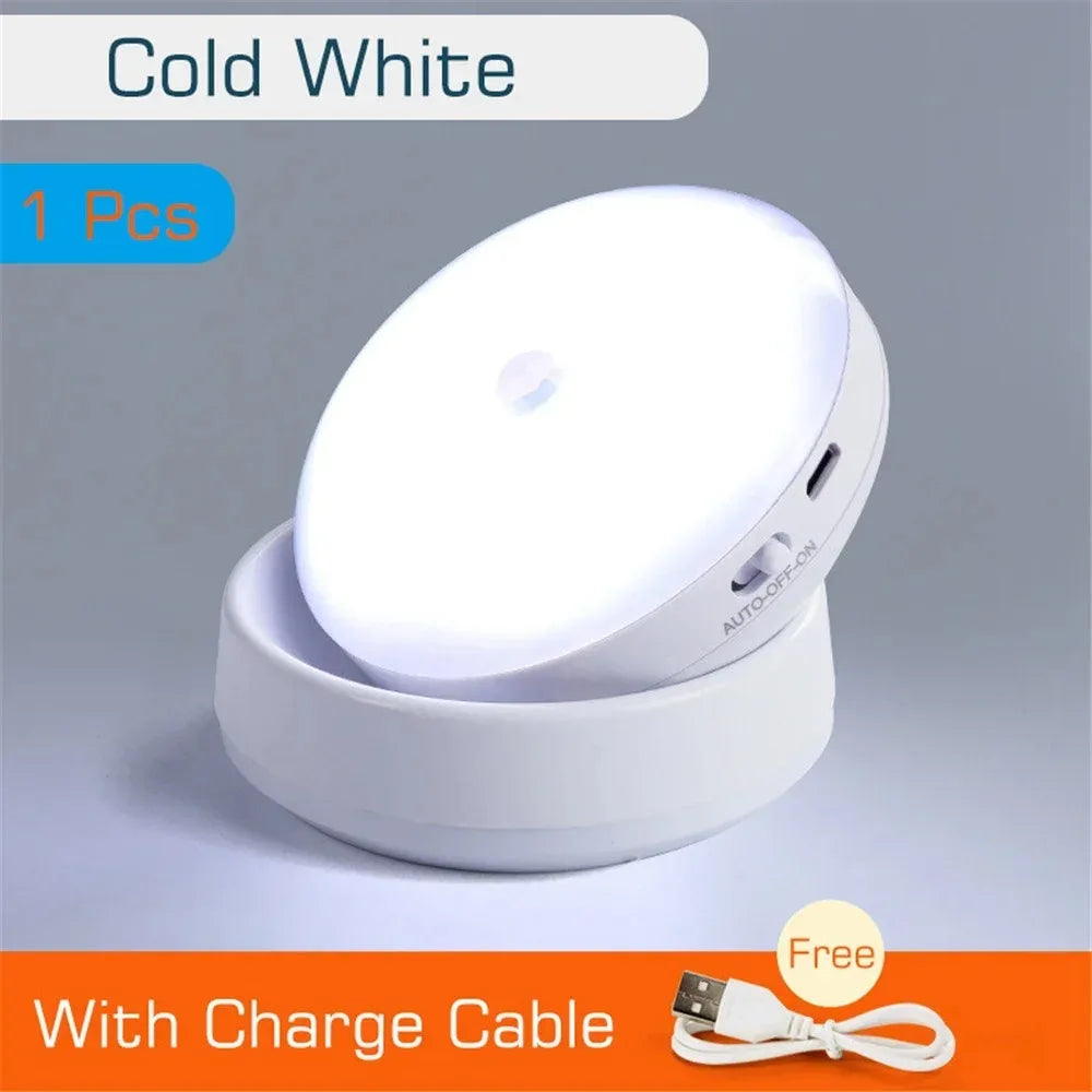 USB Rechargeable Motion Sensor Night Light | 360° Rotating | Warm & Cool White