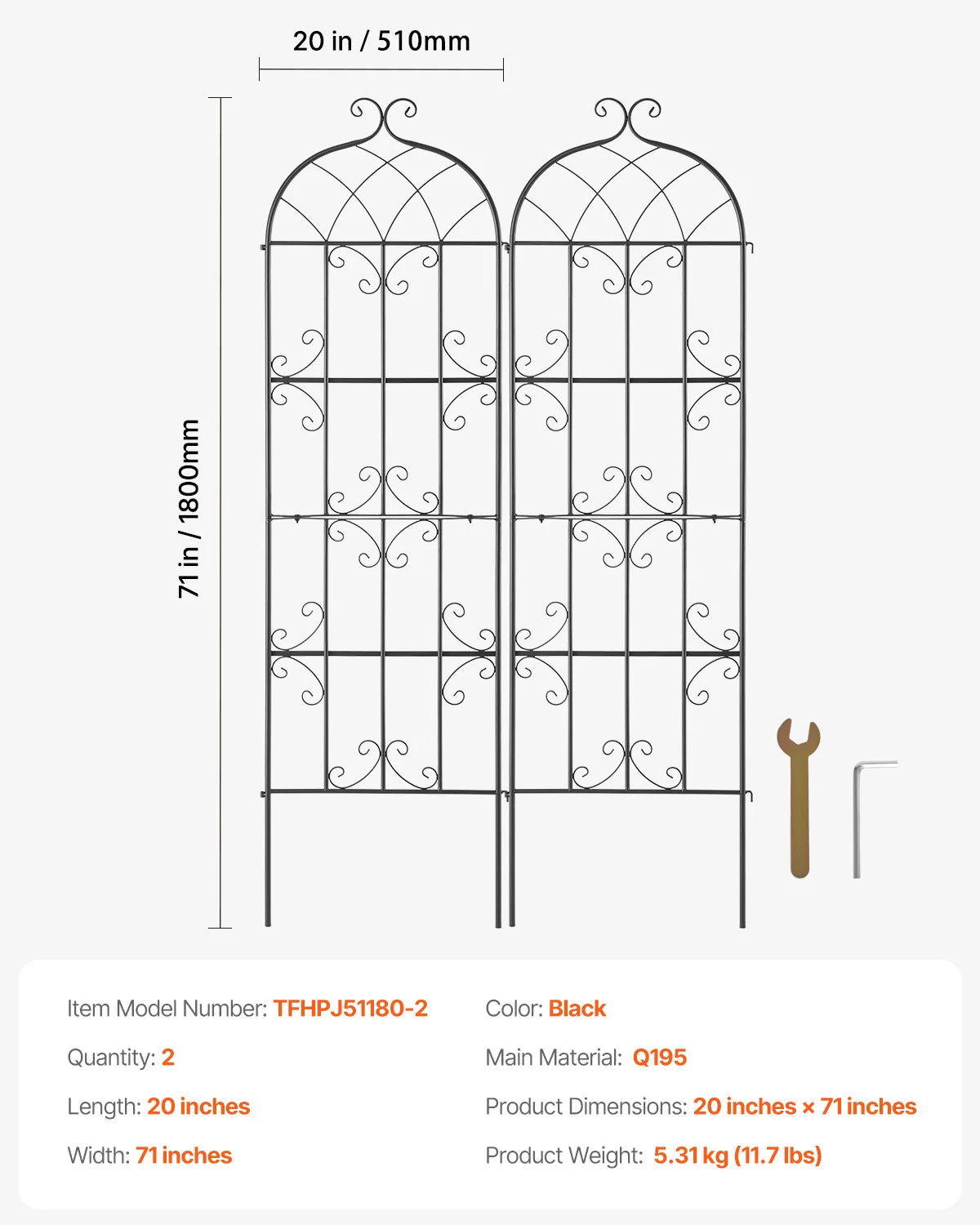 SucceBuy Garden Trellis for Climbing Plants – 2 Pack, 71x20" Rustproof Metal Trellis for Roses, Clematis & Vegetables