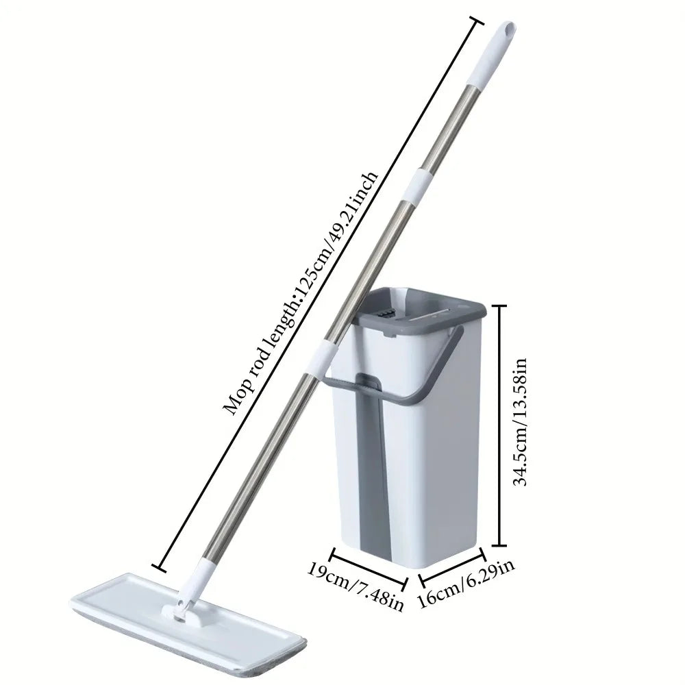 BZEQ 360° Spin Mop & Dual-Chamber Bucket Set | 4 Mop Pads Included