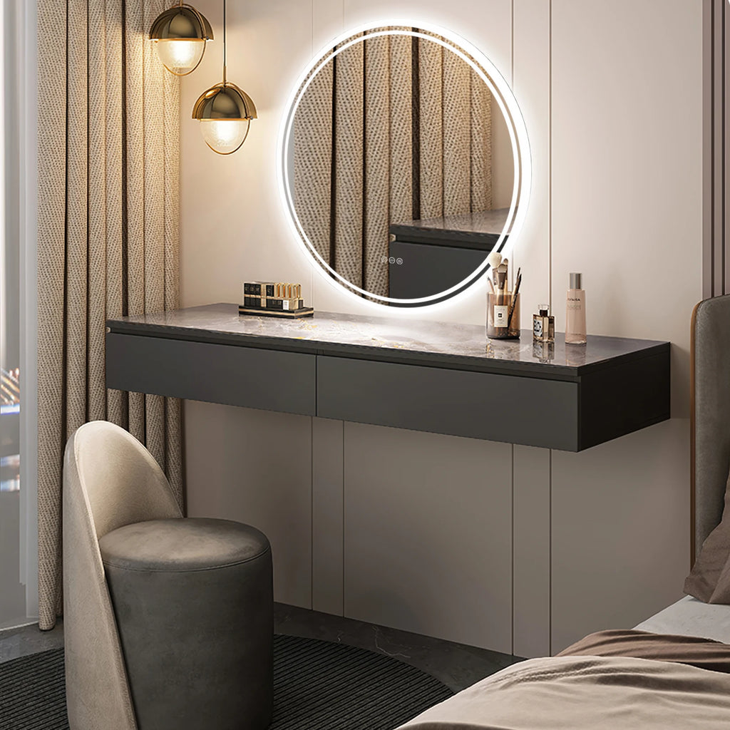 80cm Round LED Bathroom Mirror — Touch Dimmer, Anti-Fog, 3 Color Temperatures, IP44