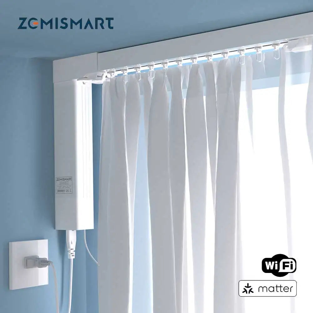 Zemismart Smart Electric Curtain Track — Matter over WiFi, Works with HomeKit, Alexa, Google Home & SmartThings