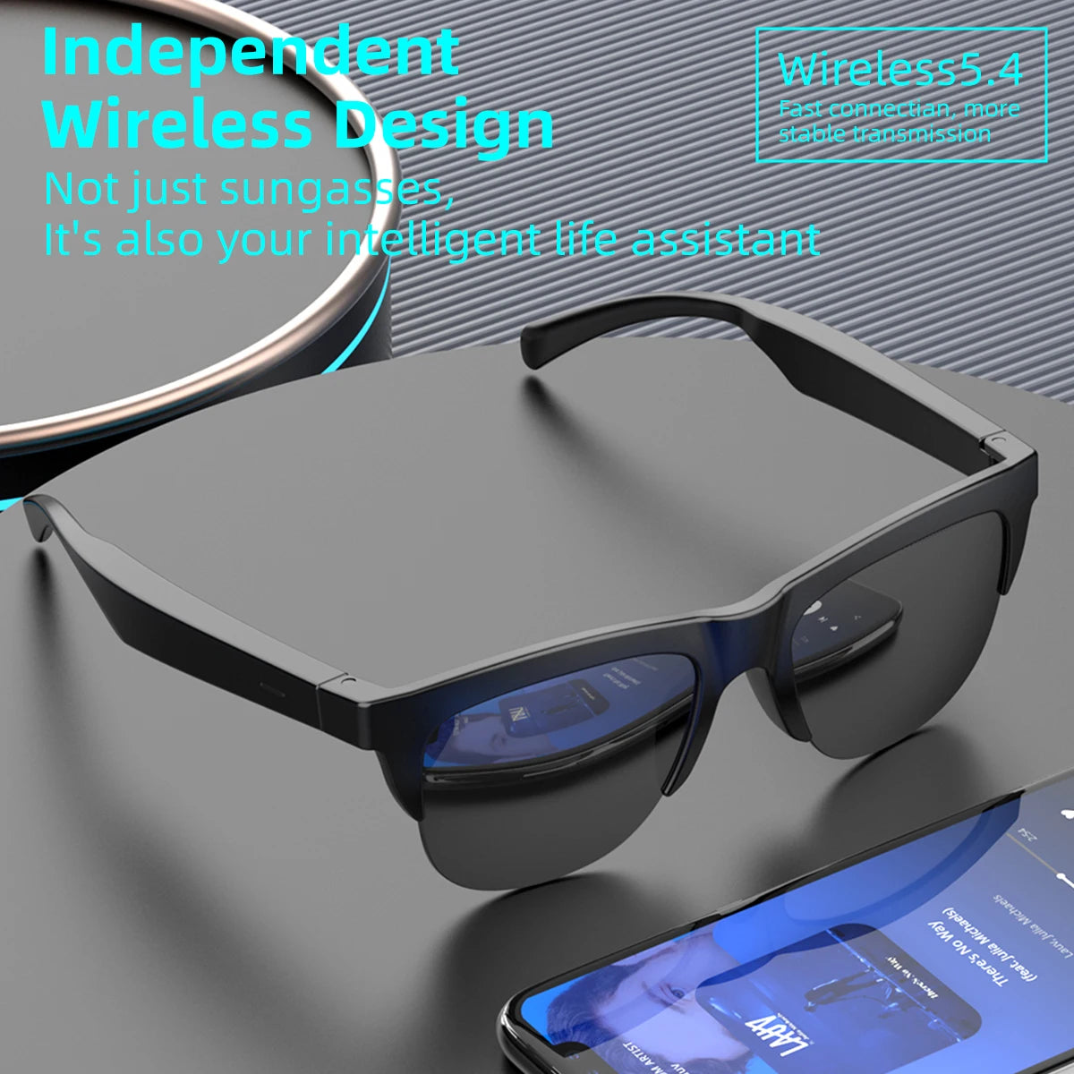 2026 New Hot Sale AI Assistant Smart Glasses 360° HD Sound Smart Touch Control Phone Answer Call Anti-UV Lenses IP4 Riding Gifts
