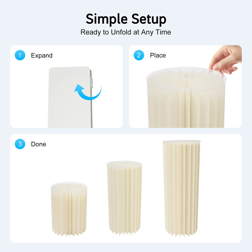 3PCS Foldable Cardboard Centerpiece Display Foldable Paper Columns Cylinder Cardboard Flowers Stand for Wedding Party Garden