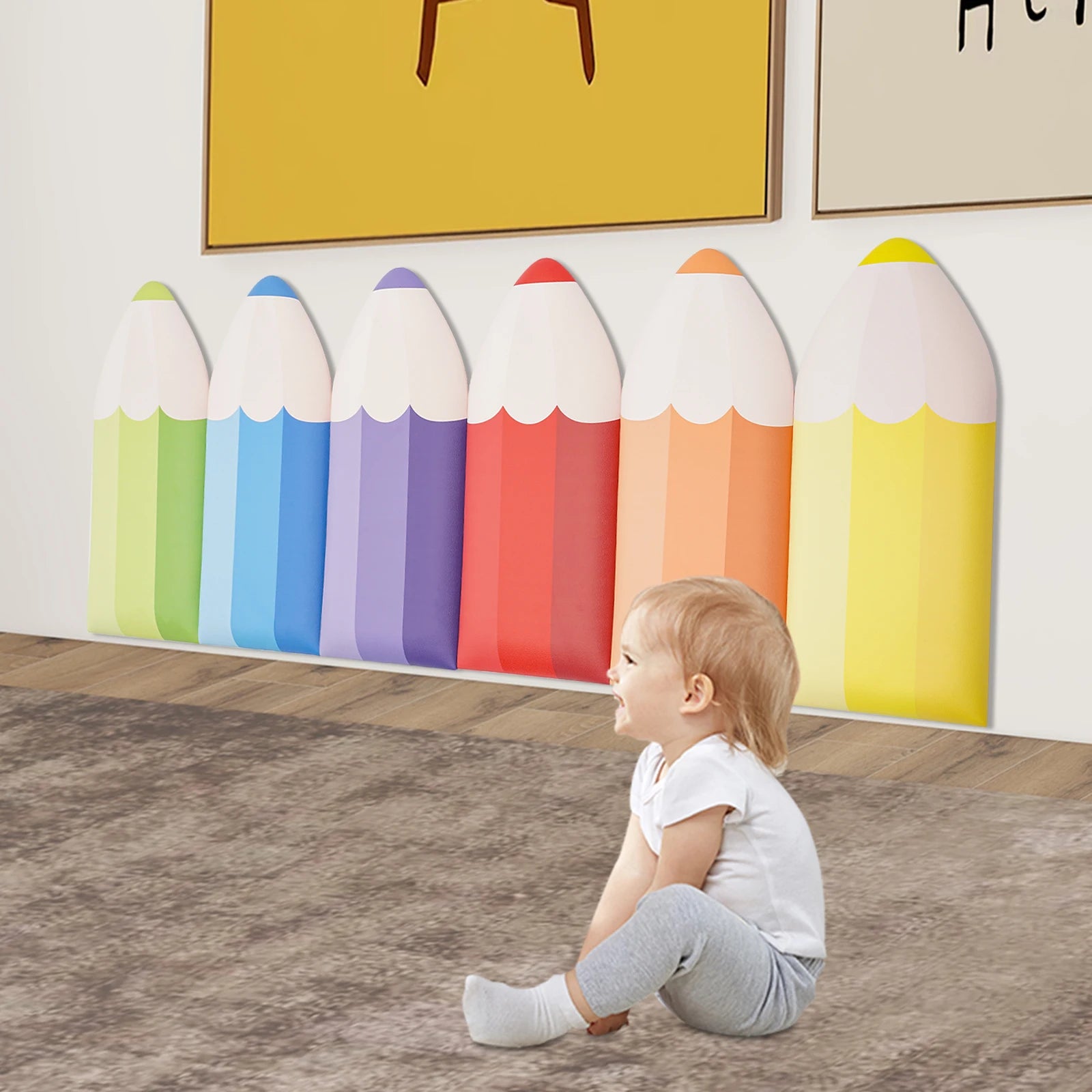 6 PCS Pencil Wall Stickers Anti-Collision Wall Padding for Kids Thickness 3cm Self-Adhesive Children's Room Wallpaper