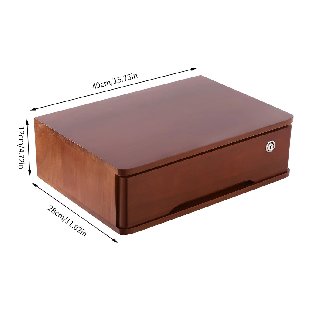1/2/3 Tier Desktop Storage Box, Wooden Drawer Organizer with Lockable Drawers, No Assembly Required