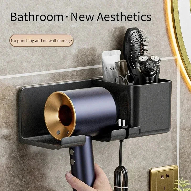 Wall-Mount Hair Dryer Holder - No-Drill Suction Cup Organiser for Hair Dryers & Straighteners