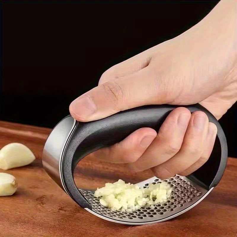 Stainless Steel Garlic Press Rocker - Easy-Squeeze Garlic Mincer & Kitchen Tool