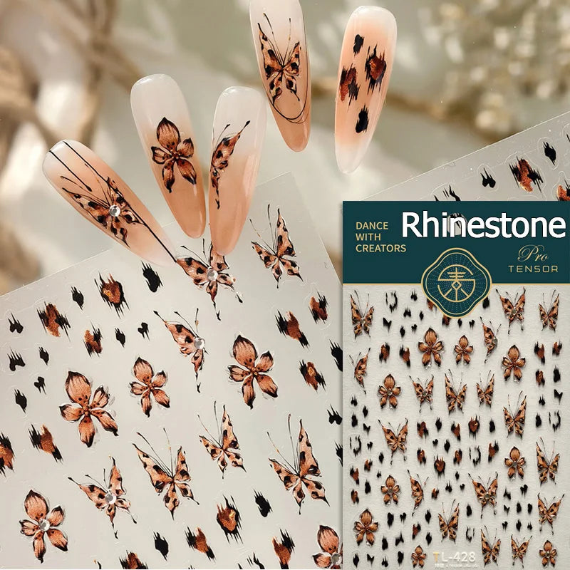 Retro Animal Print Nail Art Stickers – Gold Stars, Leopard, Zebra & Cow Print Manicure Decals